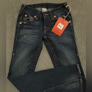 True Religion Vintage Womens low waist flare dark jeans